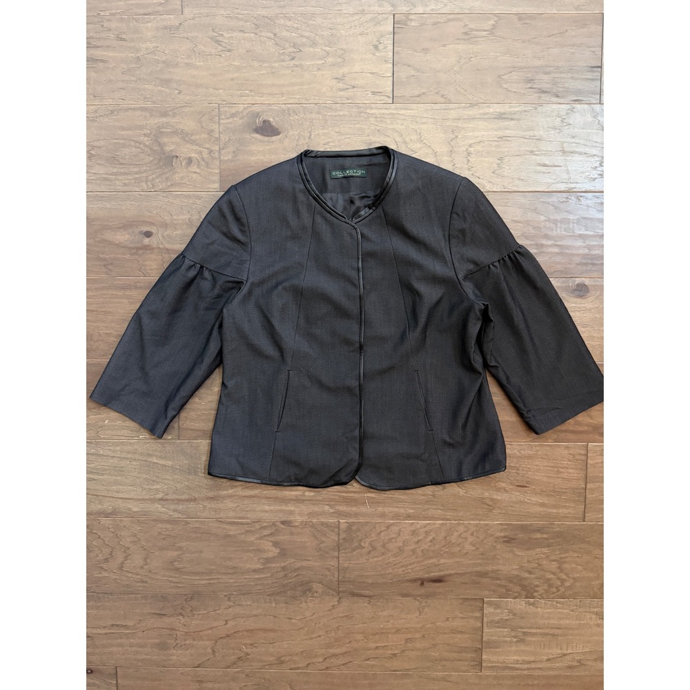 Harve Benard Collection Jacket Womens Black Solid Tailored Puff Sleeve Chic